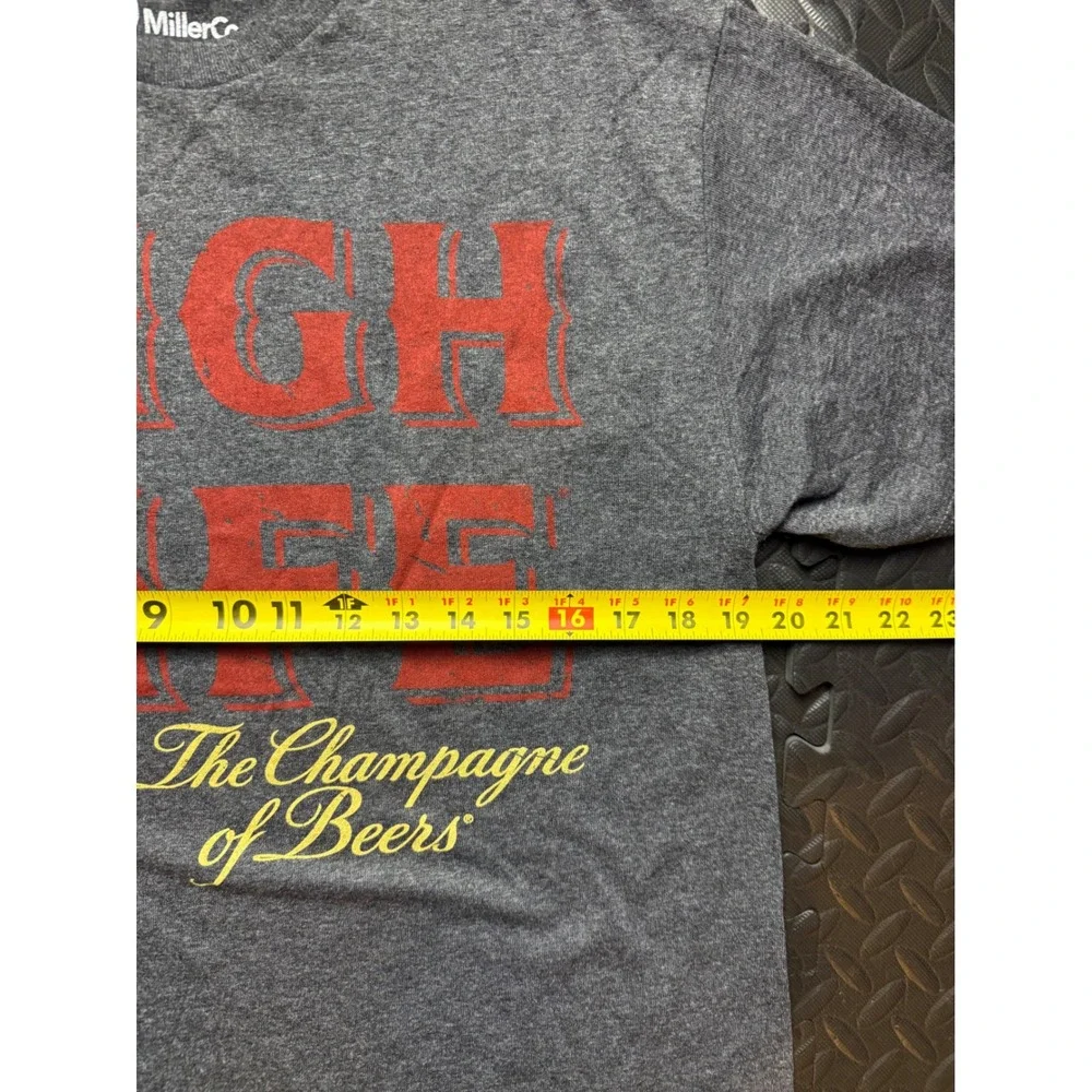Miller High Life T Shirt Mens Medium Gray Champagne of Beers Graphic Tee 2014 - Picture 4 of 6